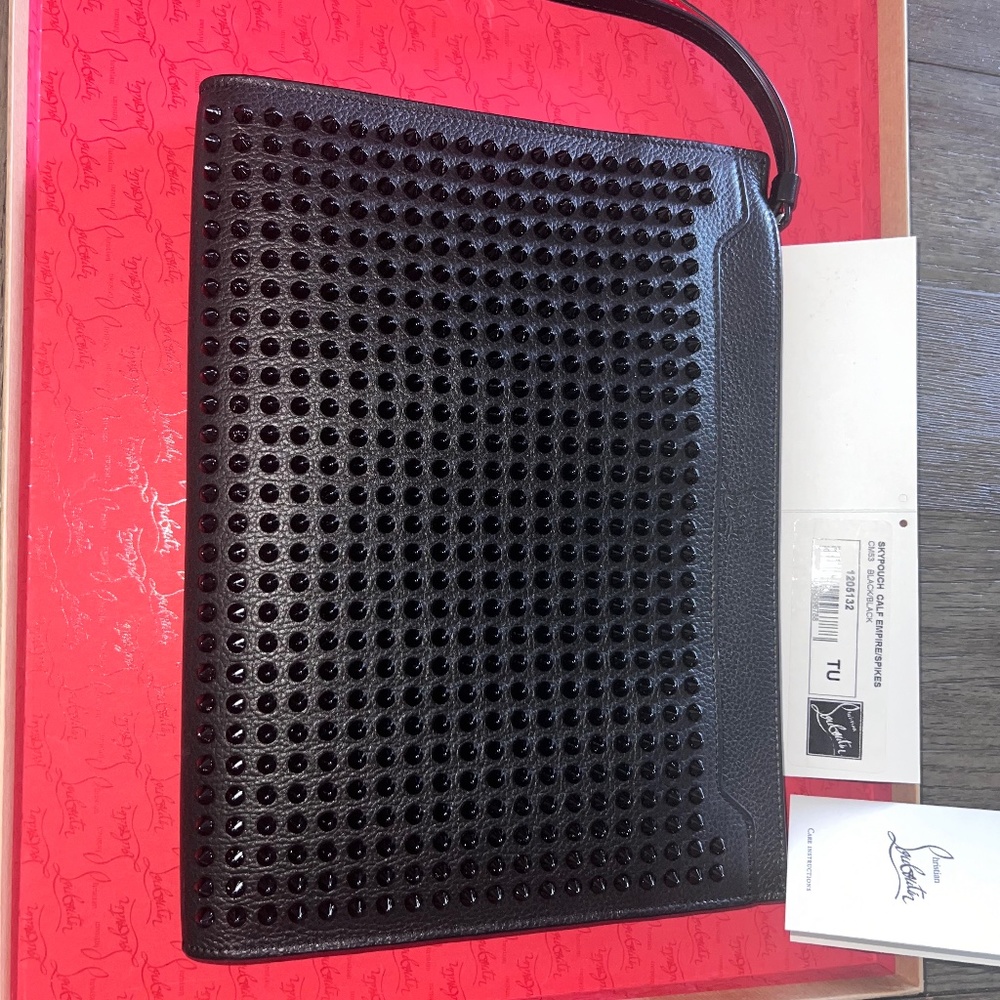 RARE Christian Louboutin Calf Spiked Skpouch